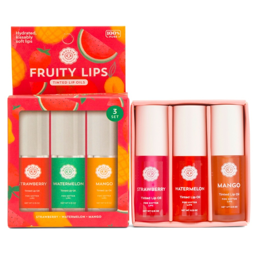 WOOLZIES 3pk Natural Fruity Lips Tinted Lip Oils